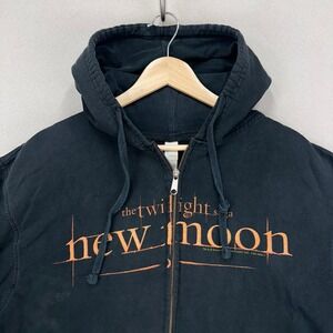 Vintage Twilight Saga New Moon Hoodie Large Black Full-Zip Y2K Movie Promo Rare